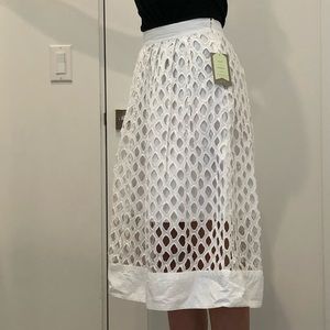 Anthropologie Floreat White Skirt with Cut Outs